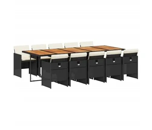 Sodo Komplektas Su Pagalvėlėmis, 11 Dalių, Juodas, Poliratanas