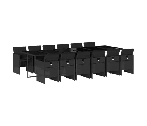 13-Osaline Aia Söögimööbli Komplekt Patjadega, Must, Pe-Rotang