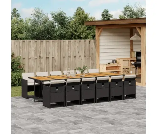 13-Daļīgs Dārza Mēbeļu Komplekts Ar Matračiem, Melns Pe Vidaxl