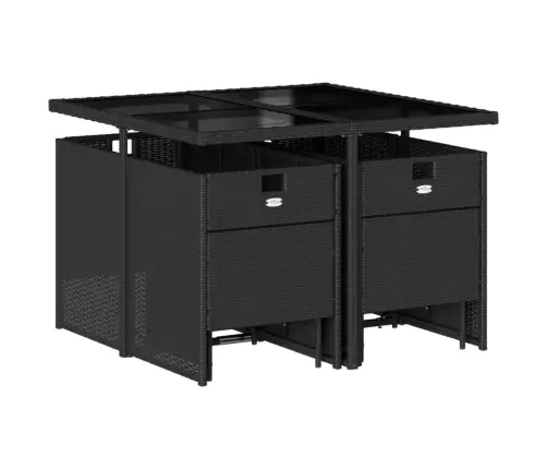 9-Osaline Aiamööbli Komplekt Patjadega, Must, Polürotang