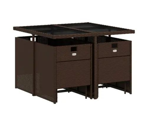 9-Osaline Aia Söögimööbli Komplekt Patjadega, Pruun, Polürotang