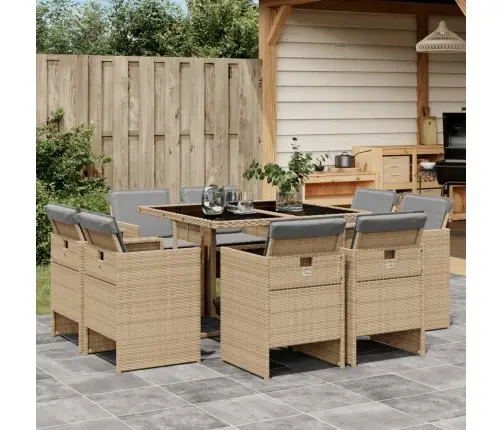 9-Daļīgs Virtuves Mēbeļu Komplekts Ar Matračiem, Pe Rotangpalma Vidaxl