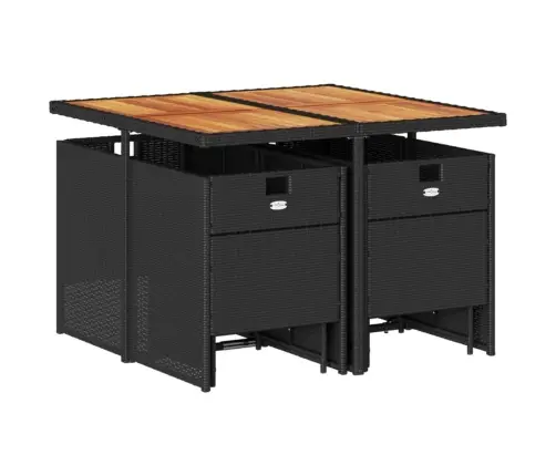 9-Daļīgs Dārza Mēbeļu Komplekts, Matrači, Melns, Pe Rotangpalma Vidaxl