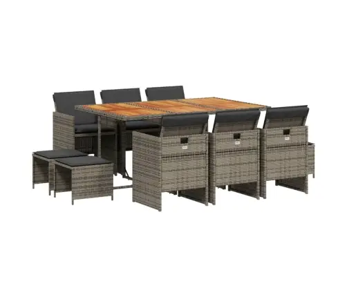 11-Daļīgs Dārza Mēbeļu Komplekts Ar Matračiem, Pe Rotangpalma Vidaxl