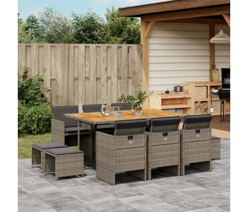 11-Daļīgs Dārza Mēbeļu Komplekts Ar Matračiem, Pe Rotangpalma Vidaxl