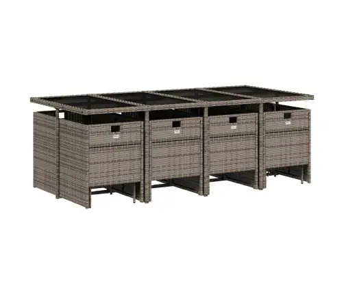 13-Osaline Aia Söögimööbli Komplekt Patjadega, Hall, Polürotang