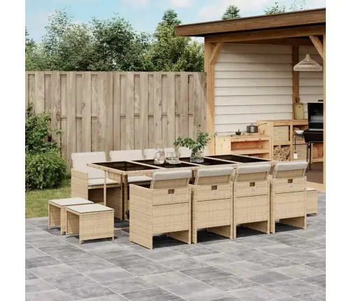 Sodo Komplektas Su Pagalvėlėmis, 13 Dalių, Smėlio, Poliratanas