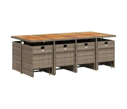 13-Daļīgs Dārza Mēbeļu Komplekts Ar Matračiem, Pelēks Pe Vidaxl