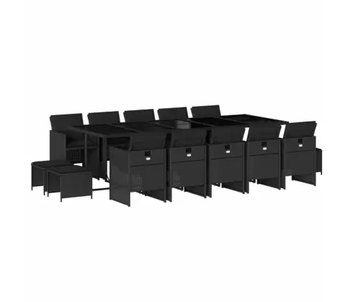 Sodo Komplektas Su Pagalvėlėmis, 15 Dalių, Juodas, Poliratanas