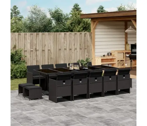 Sodo Komplektas Su Pagalvėlėmis, 15 Dalių, Juodas, Poliratanas