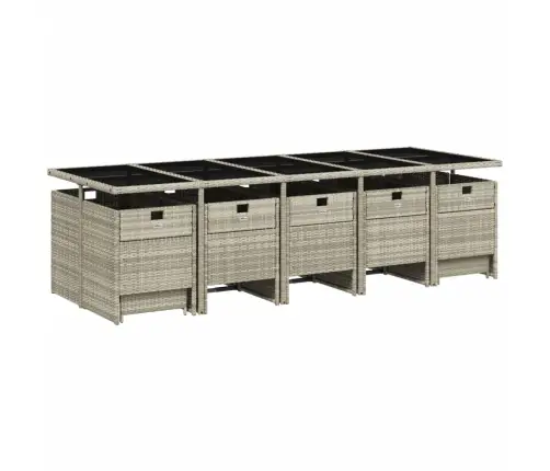 15-Osaline Aia Söögimööbli Komplekt Patjadega, Hall, Polürotang