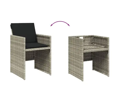 15-Osaline Aia Söögimööbli Komplekt Patjadega, Hall, Polürotang