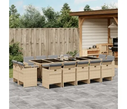 15-Daļīgs Virtuves Mēbeļu Komplekts Ar Matračiem,Pe Rotangpalma Vidaxl