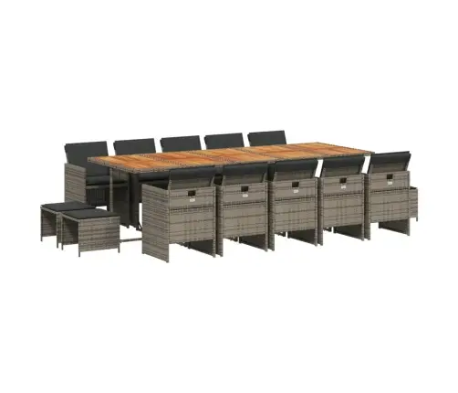 Sodo Komplektas Su Pagalvėlėmis, 15 Dalių, Pilkas, Poliratanas