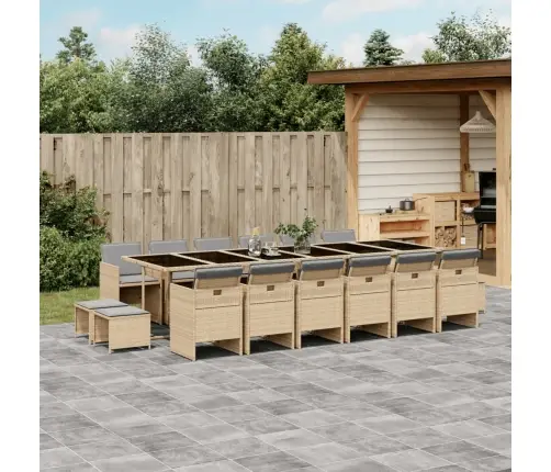 17-Osaline Aia Söögimööbli Komplekt Patjadega, Beežid Toonid