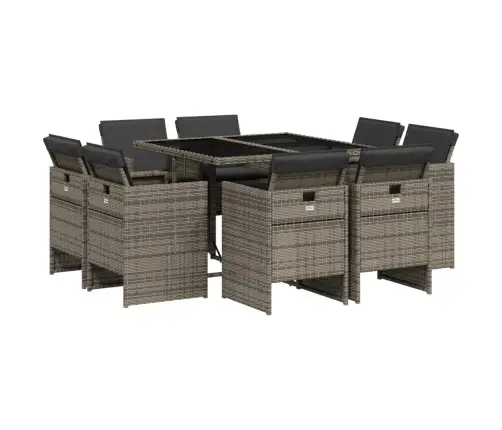 Sodo Komplektas Su Pagalvėlėmis, 9 Dalių, Pilkas, Poliratanas