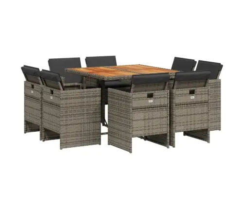 9-Daļīgs Dārza Mēbeļu Komplekts Ar Matračiem, Pe Rotangpalma Vidaxl