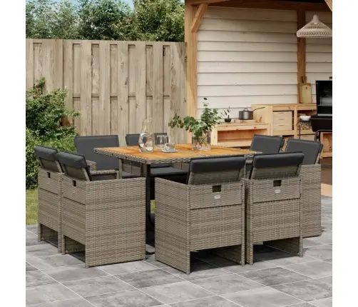 9-Daļīgs Dārza Mēbeļu Komplekts Ar Matračiem, Pe Rotangpalma Vidaxl