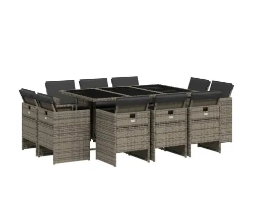 Sodo Komplektas Su Pagalvėlėmis, 11 Dalių, Pilkas, Poliratanas