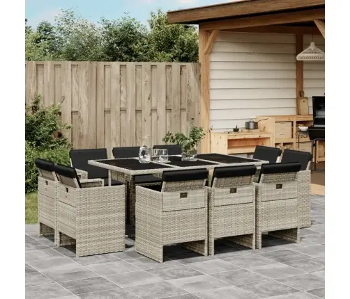 Sodo Komplektas Su Pagalvėlėmis, 11 Dalių, Pilkas, Poliratanas