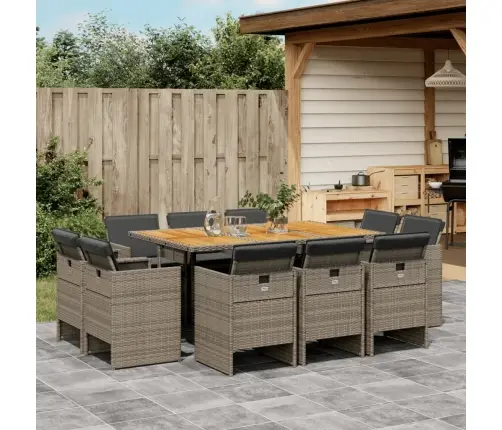 11-Daļīgs Dārza Mēbeļu Komplekts Ar Matračiem, Pe Rotangpalma Vidaxl