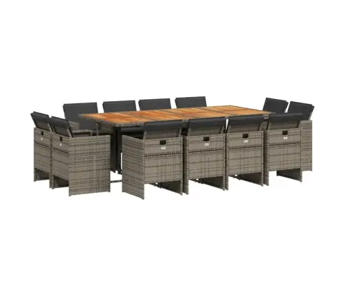 13-Daļīgs Dārza Mēbeļu Komplekts Ar Matračiem, Pelēks Pe Vidaxl