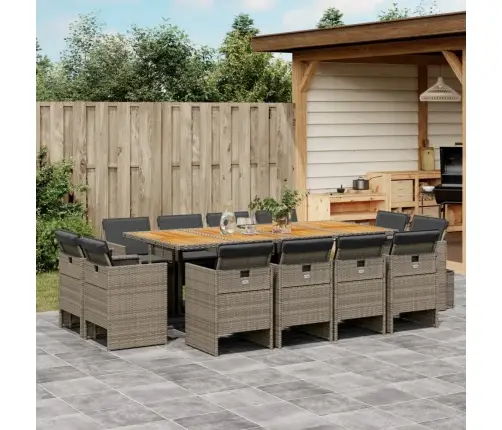 13-Daļīgs Dārza Mēbeļu Komplekts Ar Matračiem, Pelēks Pe Vidaxl