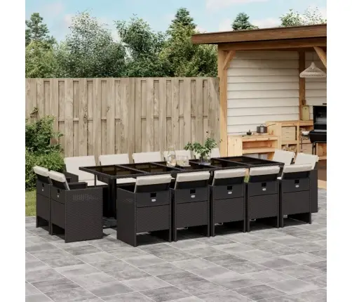 Sodo Komplektas Su Pagalvėlėmis, 15 Dalių, Juodas, Poliratanas