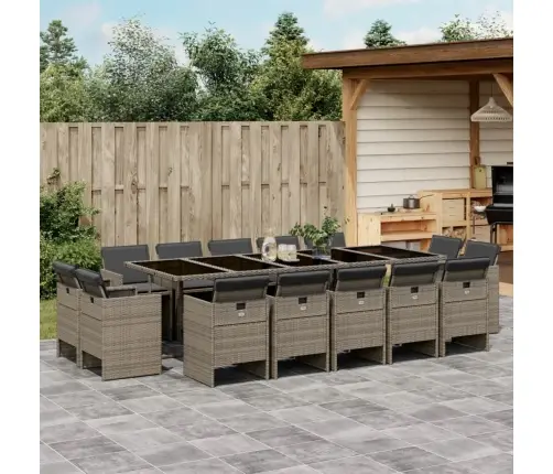 15-Daļīgs Dārza Mēbeļu Komplekts Ar Matračiem, Pe Rotangpalma Vidaxl