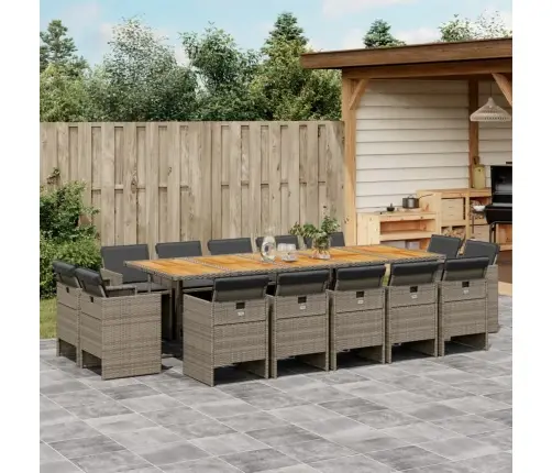 15-Daļīgs Dārza Mēbeļu Komplekts Ar Matračiem, Pe Rotangpalma Vidaxl