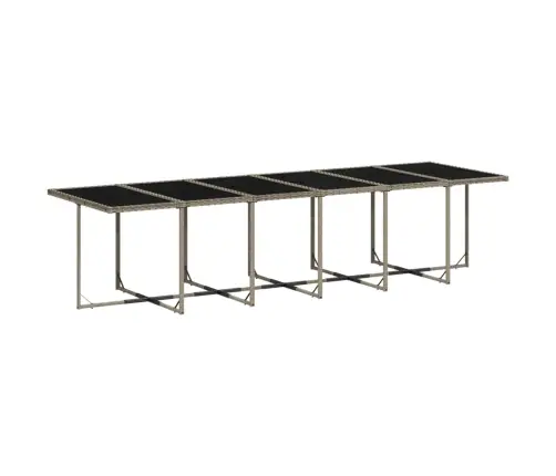 17-Osaline Aia Söögimööbli Komplekt Patjadega, Hall, Polürotang