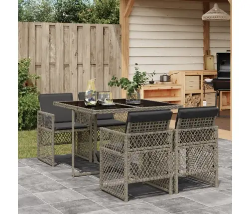 5-Osaline Aiamööbli Komplekt Patjadega, Hall, Polürotang