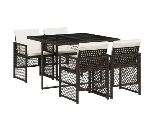 5-Daļīgs Dārza Mēbeļu Komplekts Ar Matračiem, Pe Rotangpalma Vidaxl