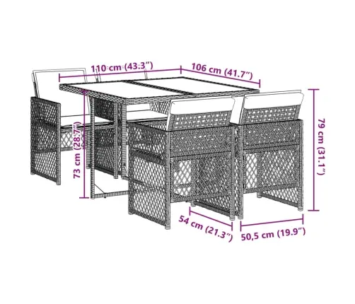 5-Daļīgs Dārza Mēbeļu Komplekts, Matrači, Bēša Pe Rotangpalma Vidaxl