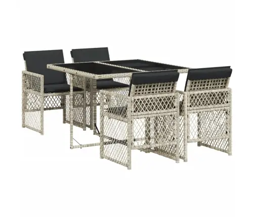 Sodo Komplektas Su Pagalvėlėmis, 5 Dalių, Pilkas, Poliratanas