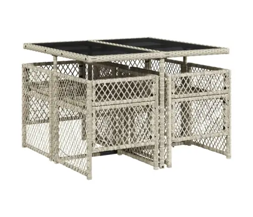 Sodo Komplektas Su Pagalvėlėmis, 5 Dalių, Pilkas, Poliratanas