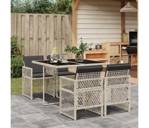 Sodo Komplektas Su Pagalvėlėmis, 5 Dalių, Pilkas, Poliratanas