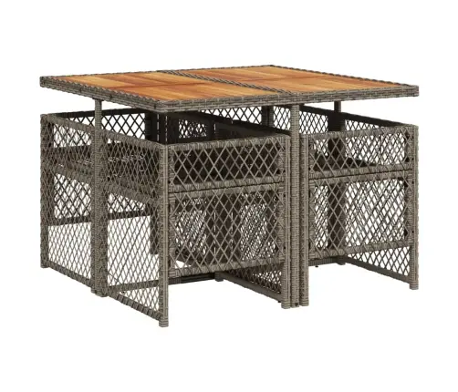 5-Daļīgs Dārza Mēbeļu Komplekts, Matrači, Pelēka Pe Rotangpalma Vidaxl