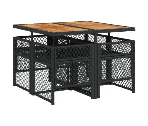 5-Daļīgs Dārza Mēbeļu Komplekts, Matrači, Melna Pe  Rotangpalma Vidaxl