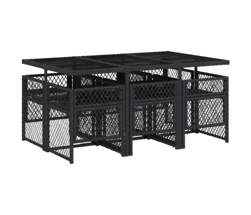 7-Osaline Aiamööblikomplekt Patjadega, Must, Polürotang