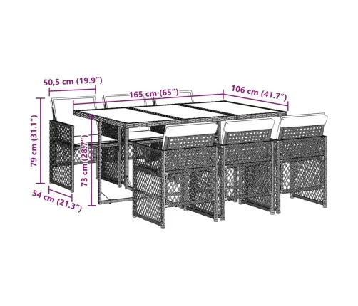 Sodo Komplektas Su Pagalvėlėmis, 7 Dalių, Pilkas, Poliratanas