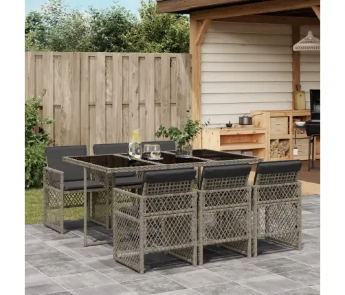 Sodo Komplektas Su Pagalvėlėmis, 7 Dalių, Pilkas, Poliratanas