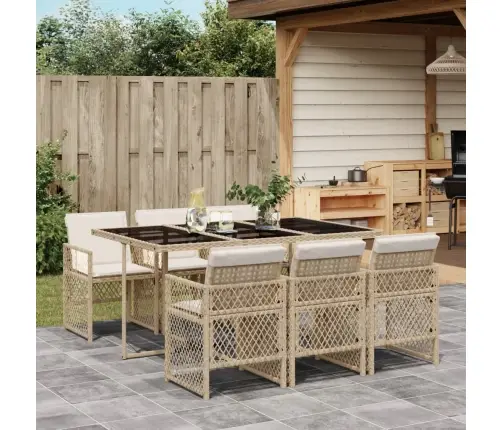 7-Osaline Aiamööbli Komplekt Patjadega, Beež, Polürotang