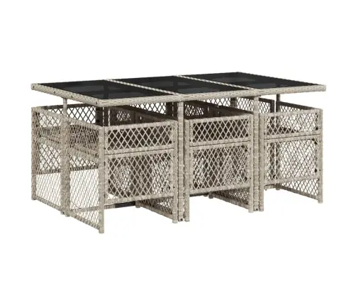 7-Daļīgs Dārza Mēbeļu Komplekts, Matrači,Gaiši Pelēka Pe Pinums Vidaxl