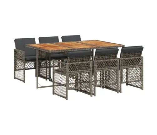 Sodo Komplektas Su Pagalvėlėmis, 7 Dalių, Pilkas, Poliratanas