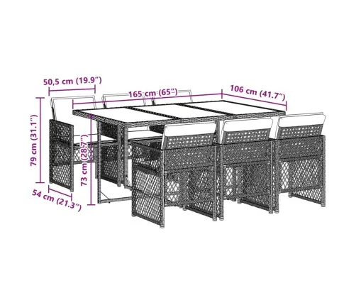 Sodo Komplektas Su Pagalvėlėmis, 7 Dalių, Pilkas, Poliratanas
