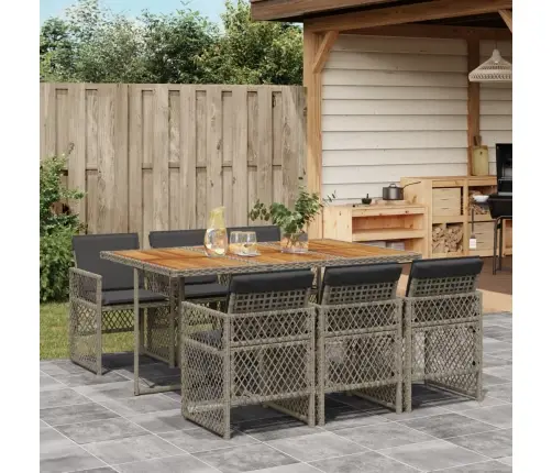 Sodo Komplektas Su Pagalvėlėmis, 7 Dalių, Pilkas, Poliratanas