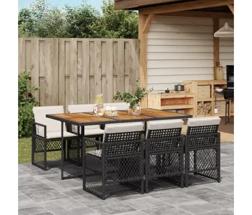 7-Daļīgs Dārza Mēbeļu Komplekts Ar Matračiem, Pe Rotangpalma Vidaxl