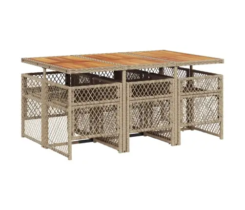 7-Daļīgs Dārza Mēbeļu Komplekts, Matrači, Bēša Pe Rotangpalma Vidaxl