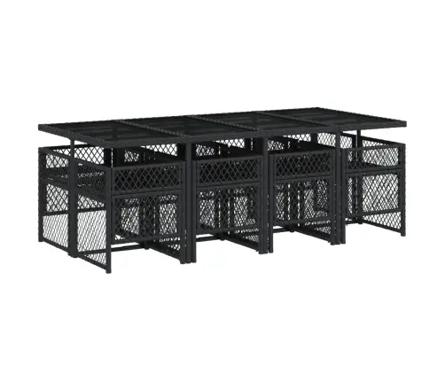 9-Osaline Aiamööbli Komplekt Patjadega, Must, Polürotang